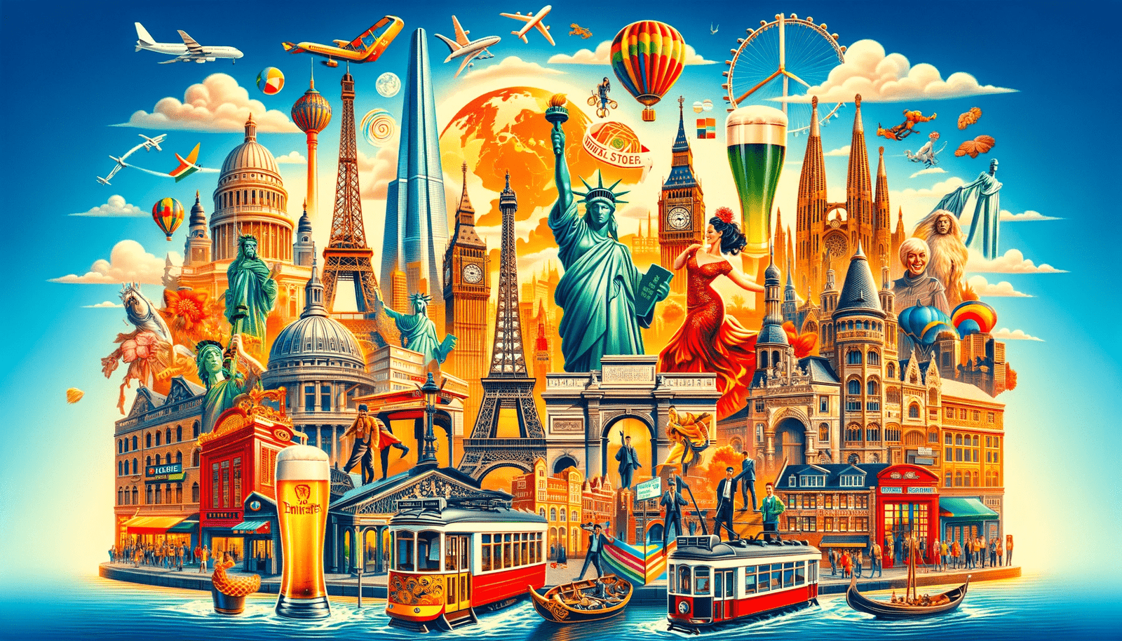 Exploring The World S Wonders Top 20 Must Visit Destinations For 2024   DALL·E 2023 12 27 18.45.18 A Collage Representing The Top 20 Travel Destinations For 2024. The Image Includes Iconic Symbols From Each City  The Eiffel Tower For Paris Burj Kha 